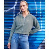 PEACE LOVE VEGAN CROPPED ZIP UP HOODIE