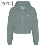 PEACE LOVE VEGAN CROPPED ZIP UP HOODIE